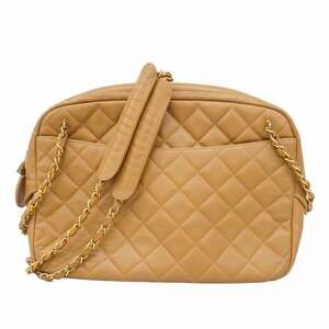 CHANEL Brown Lambskin Leather Shoulder Bag